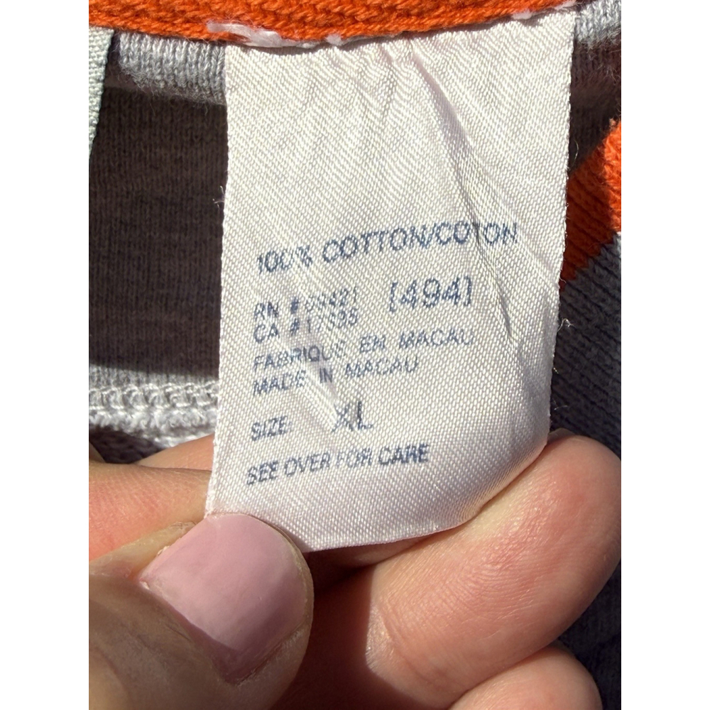 Vintage Women's Large Reebok sweater Gray & Orange V-Neck 100% Cotton - Picture 6 of 6